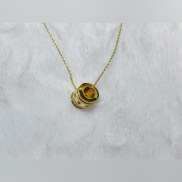 Gold Plated Rolling Barrel Pendant Necklace - Picture 10 of 13